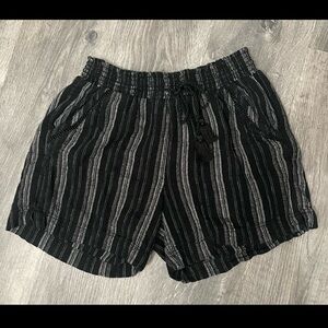Briggs Black and White Striped Linen-Rayon Shorts
